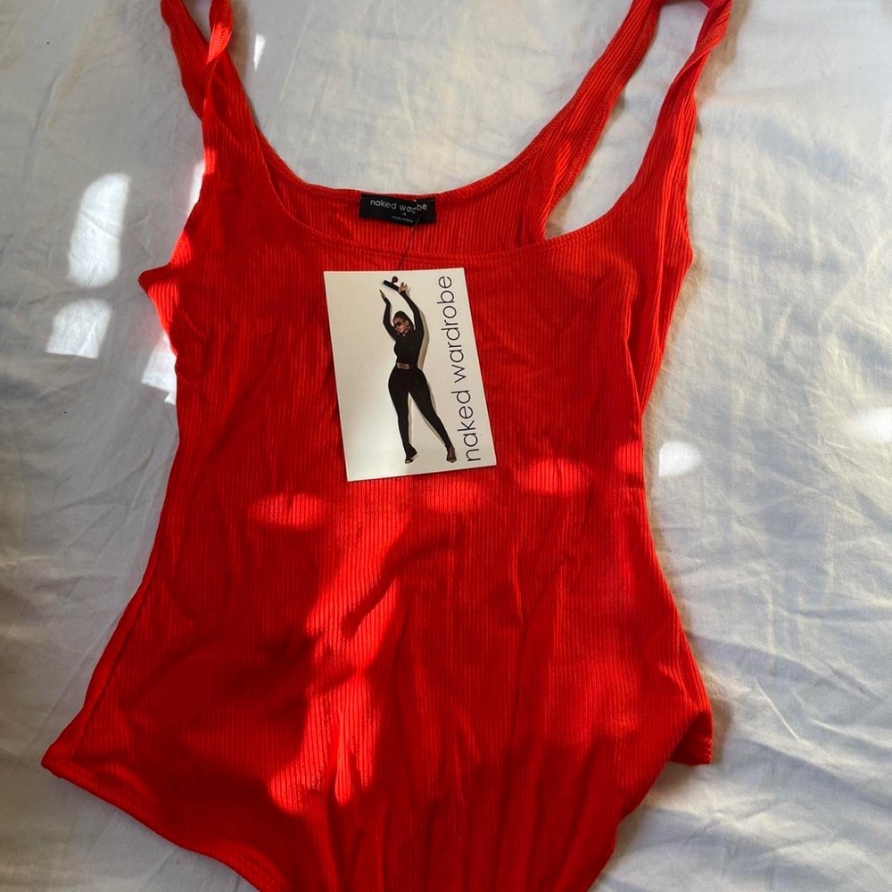 Red naked wardrobe thong bodysuit size medium new with tags